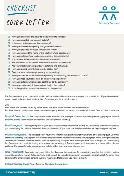 what is the importance of cover letter checklist